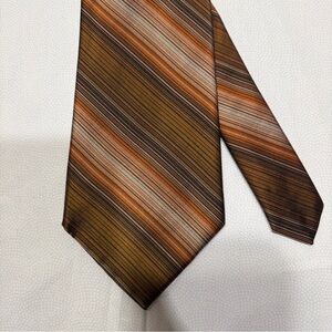 Cuzzens Tie 100% Silk Brown & Orange Striped Pattern 56”x4”